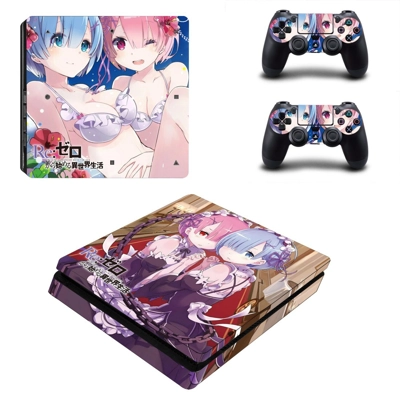 Re zero decal skin for PS4 Slim Console and two controllers