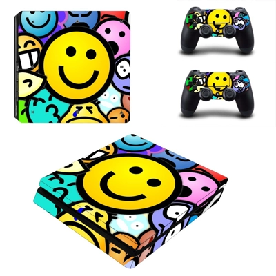 Emoji decal skin for PS4 Slim Console and two controllers