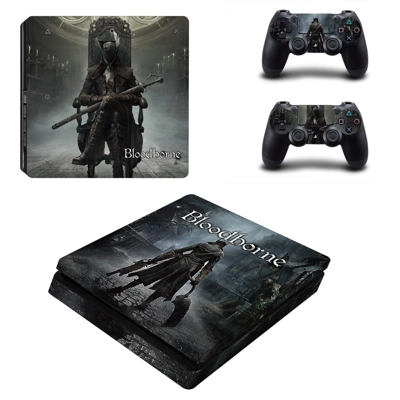 Bloodborne decal skin for PS4 Slim Console and two control..