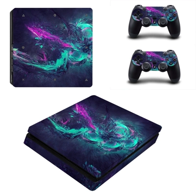 Color paint blust decal skin for PS4 Slim Console and two ..