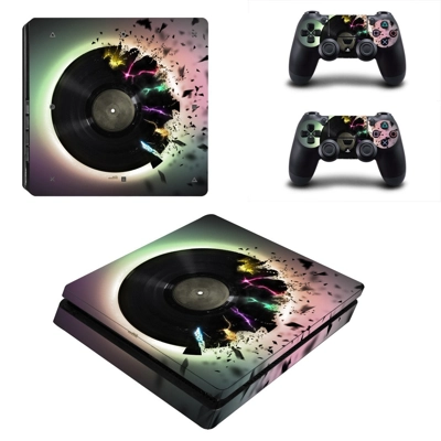 Fired disk decal skin for PS4 Slim Console and two controllers