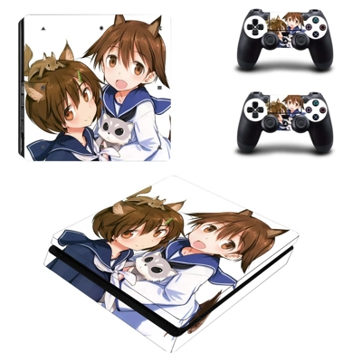 Anime decal skin for PS4 Slim Console and two controllers