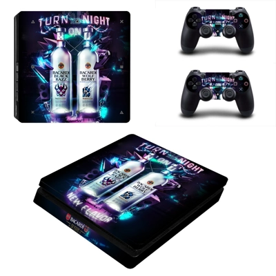 Bacardi decal skin for PS4 Slim Console and two controllers