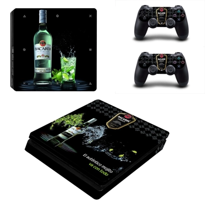 Bacardi decal skin for PS4 Slim Console and two controllers