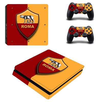 AS Roma decal skin for PS4 Slim Console and two controllers AS Roma decal skin for PS4 Slim Console and two controllers