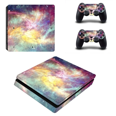 White sky and space decal skin for PS4 Slim Console and two controllers