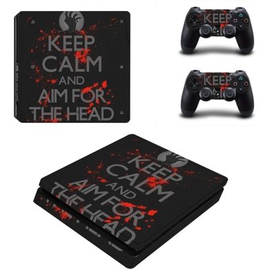 Keep calm and carry decal skin for PS4 Slim Console and two controllers