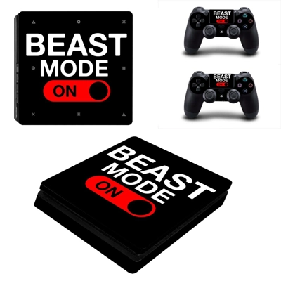 Beast mode decal skin for PS4 Slim Console and two control..