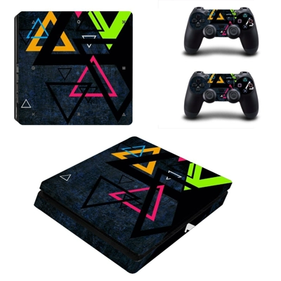 Traingle shape decal skin for PS4 Slim Console and two controllers