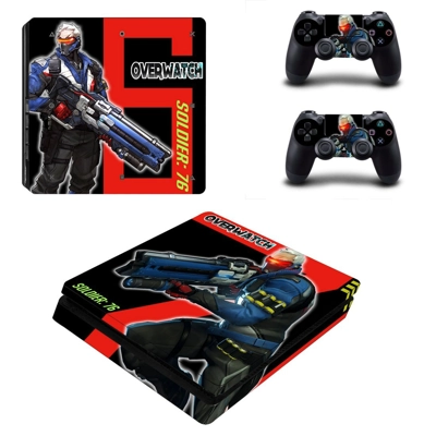 Overwatch decal skin for PS4 Slim Console and two controllers