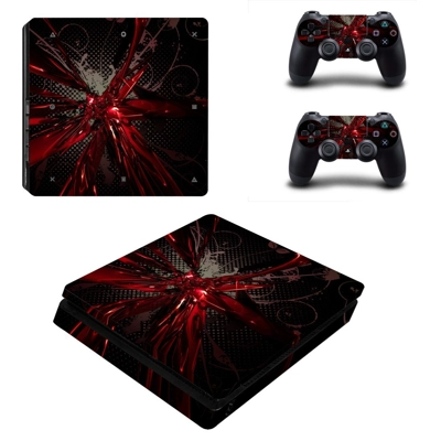 Red witch decal skin for PS4 Slim Console and two controllers