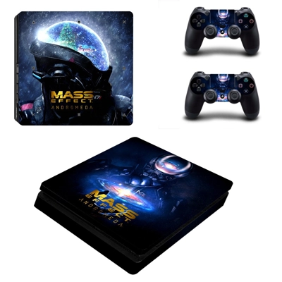 Mass Effect decal skin for PS4 Slim Console and two controllers
