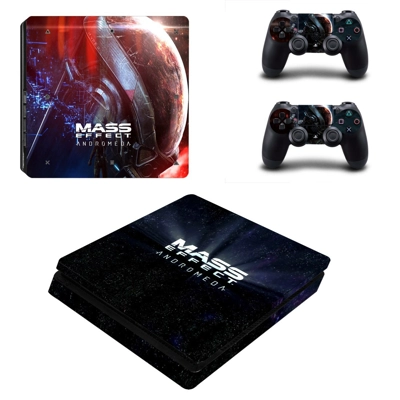 Mass Effect decal skin for PS4 Slim Console and two controllers