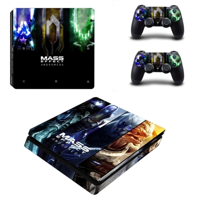 Mass Effect decal skin for PS4 Slim Console and two controllers