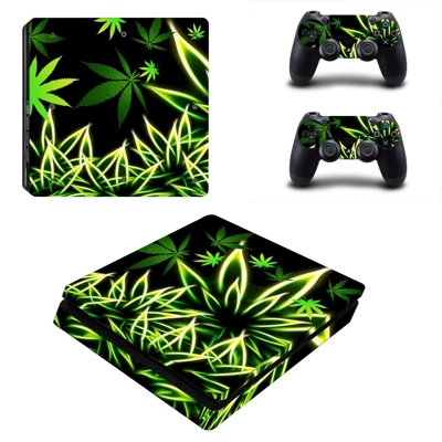 Fire weeds decal skin for PS4 Slim Console and two control..