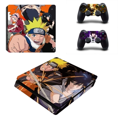 Naruto decal skin for PS4 Slim Console and two controllers Naruto decal skin for PS4 Slim Console and two controllers