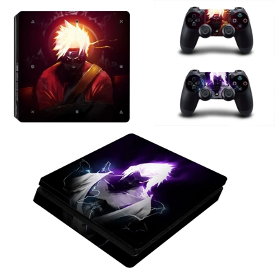Naruto vs sasuke 4k decal skin for PS4 Slim Console and two controllers