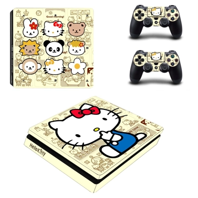 Hello Kitty decal skin for PS4 Slim Console and two controllers