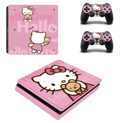 Hello Kitty decal skin for PS4 Slim Console and two contro..