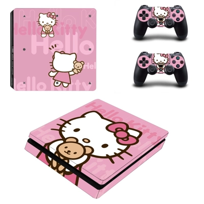 Hello Kitty decal skin for PS4 Slim Console and two contro..