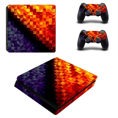 Nice Polygon pattern decal skin for PS4 Slim Console and two controllers