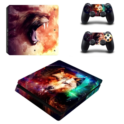 Wolf attack decal skin for PS4 Slim Console and two controllers