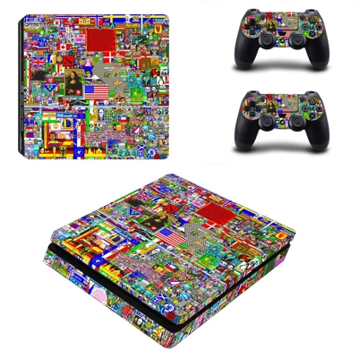 Graffiti decal skin for PS4 Slim Console and two controllers
