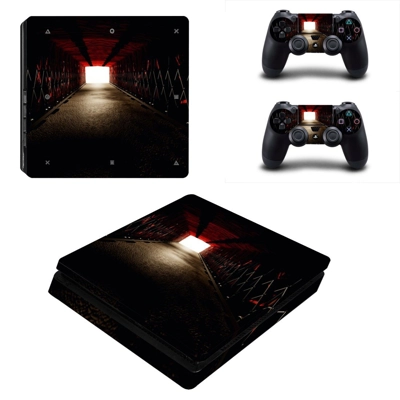 Dark steel path decal skin for PS4 Slim Console and two co..
