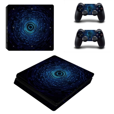 Tech wallpaper decal skin for PS4 Slim Console and two controllers