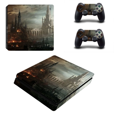 Destruction City decal skin for PS4 Slim Console and two c..