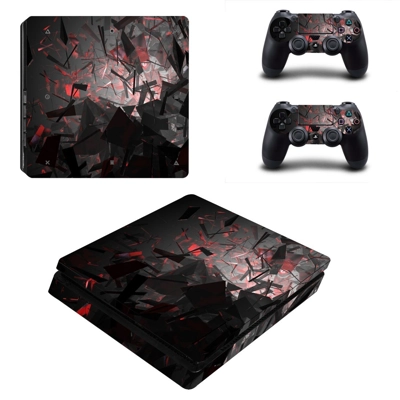 Broken box decal skin for PS4 Slim Console and two control..