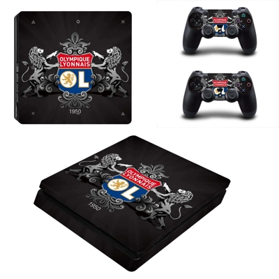 Olympique Lyonnais decal skin for PS4 Slim Console and two controllers