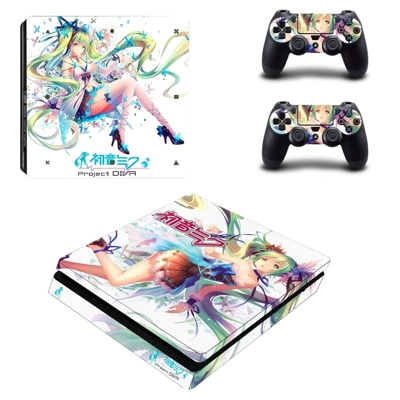 Cartoon anime decal skin for PS4 Slim Console and two cont..