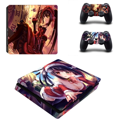 Cartoon anime decal skin for PS4 Slim Console and two cont..
