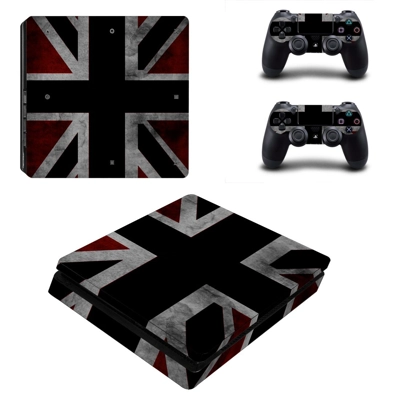 UK Flag decal skin for PS4 Slim Console and two controllers