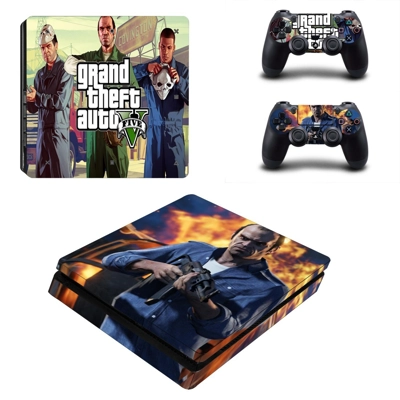 Grand Theft auto v decal skin for PS4 Slim Console and two..