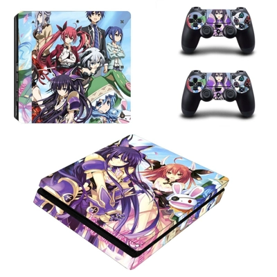 Cartoon anime decal skin for PS4 Slim Console and two cont..