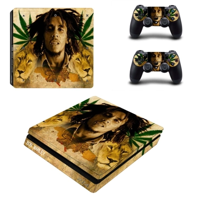 Bob marley decal skin for PS4 Slim Console and two control..
