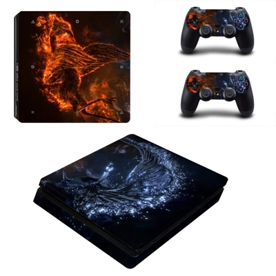 Water splash decal skin for PS4 Slim Console and two controllers