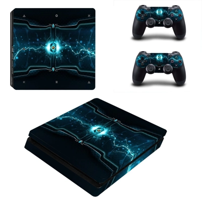 Tech wallpaper decal skin for PS4 Slim Console and two controllers