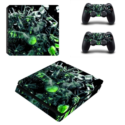Bottles wallpapers decal skin for PS4 Slim Console and two..
