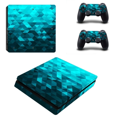 Rectangular pattern decal skin for PS4 Slim Console and two controllers