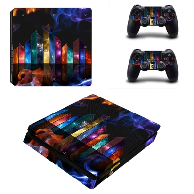 Colorful wallpaper decal skin for PS4 Slim Console and two..