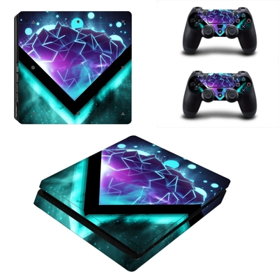 Tech wallpaper decal skin for PS4 Slim Console and two controllers