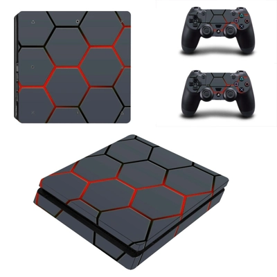 Net fence decal skin for PS4 Slim Console and two controllers