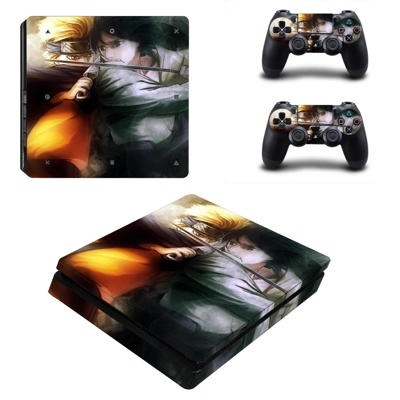 Tech wallpaper decal skin for PS4 Slim Console and two controllers