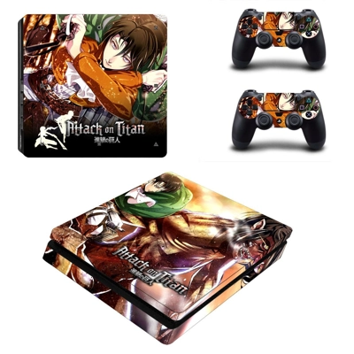 Attack on Titan decal skin for PS4 Slim Console and two controllers