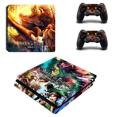 Attack on Titan decal skin for PS4 Slim Console and two controllers