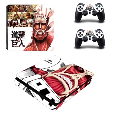 Attack on Titan decal skin for PS4 Slim Console and two controllers