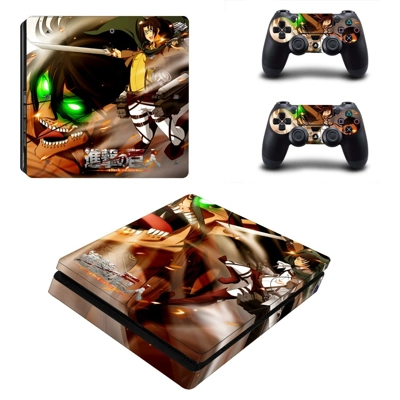 Attack on Titan decal skin for PS4 Slim Console and two co..